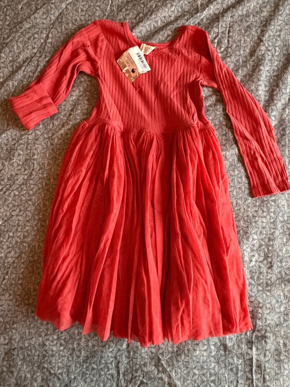 kate quinn Red Ribbed Bodice Tulle Skirt Dress